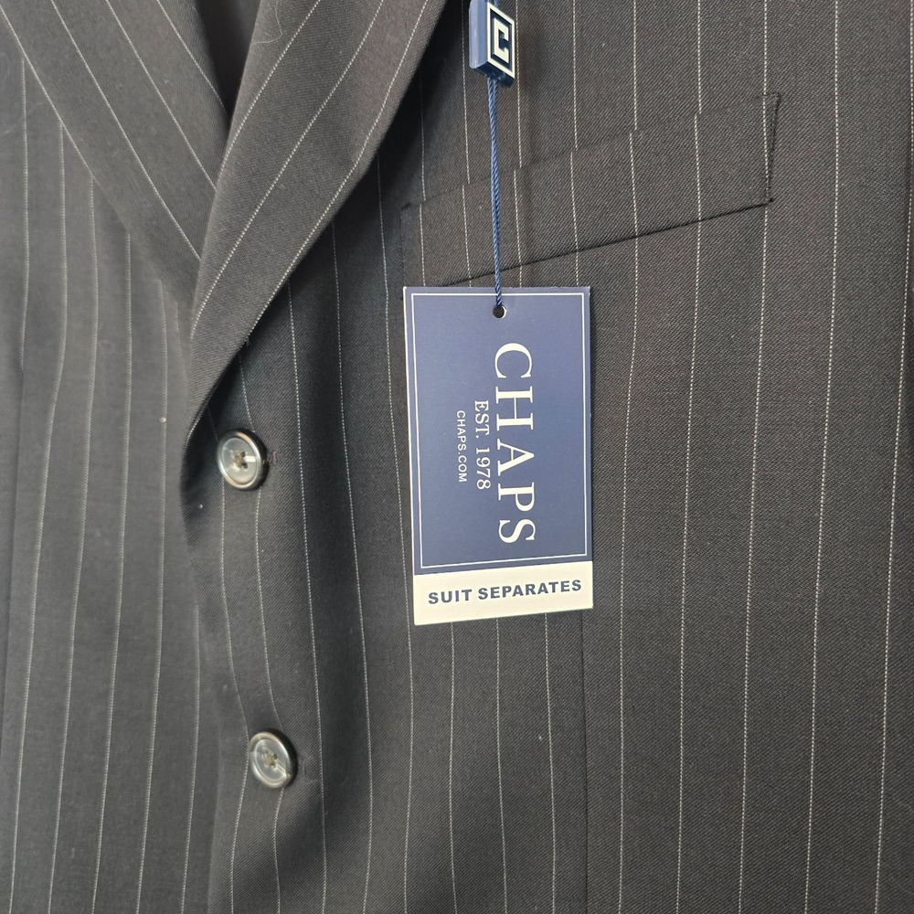 NWT Chaps Mens Wool Pinstripe Blazer 40 Short Black Business Suit Jacket - Picture 4 of 12